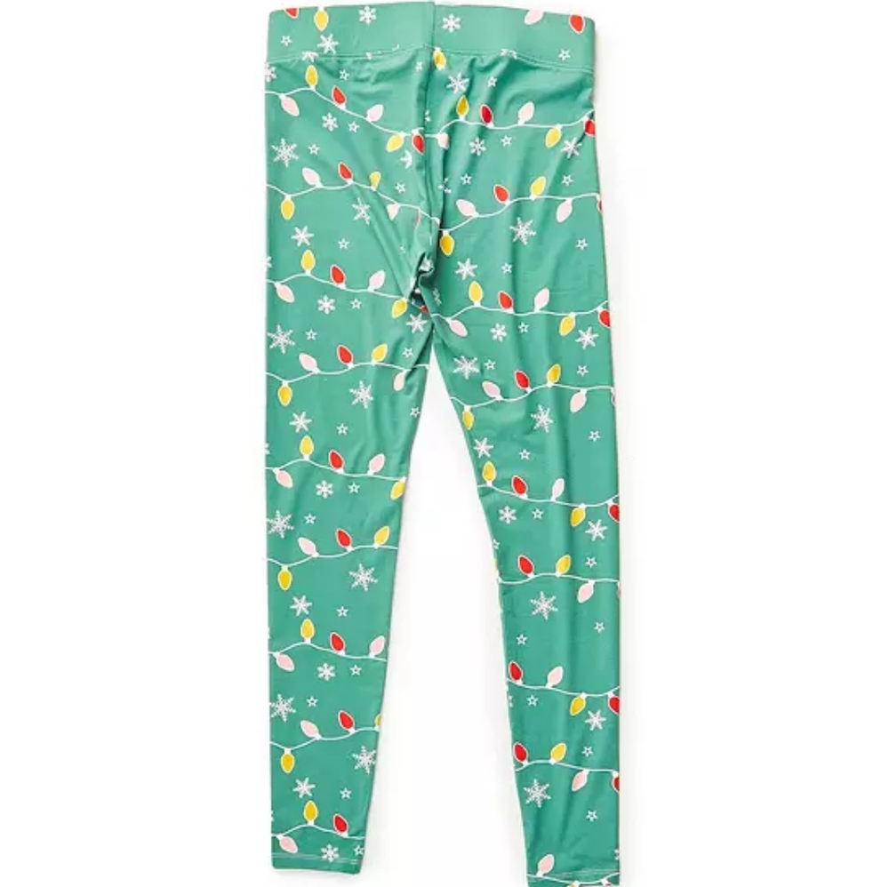 Festive Holiday Lights & Snowflake leggings ✨️ Big Lot's gren red yellow pink L